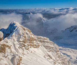 Preview wallpaper mountains, peaks, snow, clouds, landscape