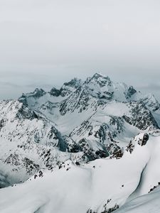 Preview wallpaper mountains, peaks, snow, mountain range, landscape