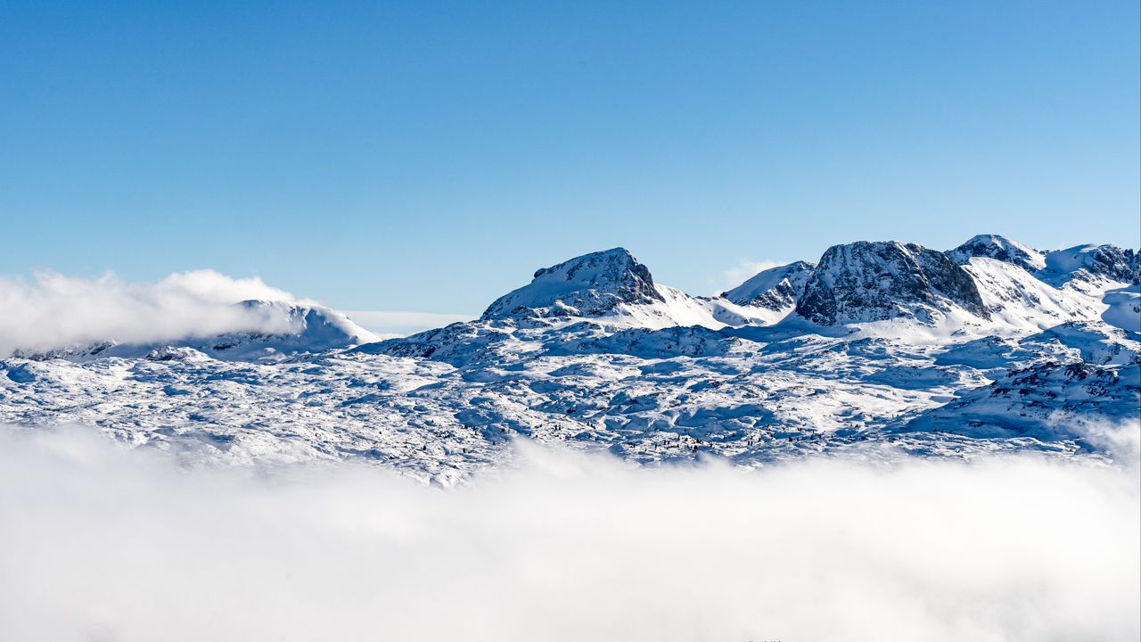 Wallpaper mountains, peaks, snow, clouds, landscape