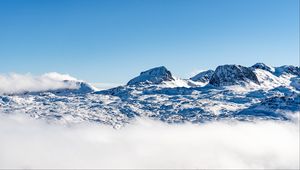 Preview wallpaper mountains, peaks, snow, clouds, landscape