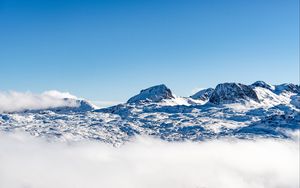Preview wallpaper mountains, peaks, snow, clouds, landscape