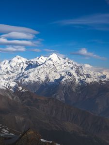 Preview wallpaper mountains, peaks, snow, snowy, rocks, sky