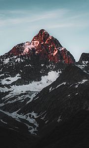 Preview wallpaper mountains, peaks, snow, snowy, sky, rocks