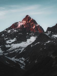 Preview wallpaper mountains, peaks, snow, snowy, sky, rocks