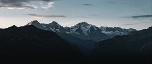 Preview wallpaper mountains, peaks, snow, clouds, dark