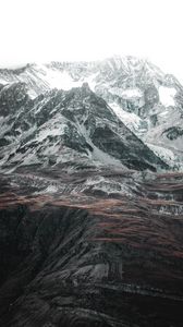 Preview wallpaper mountains, peaks, snowy, aerial view, landscape