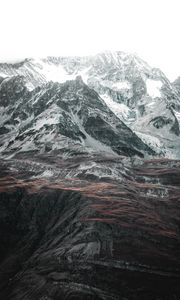 Preview wallpaper mountains, peaks, snowy, aerial view, landscape