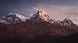 Preview wallpaper mountains, peaks, snowy, mountain range, landscape