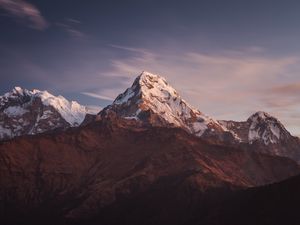 Preview wallpaper mountains, peaks, snowy, mountain range, landscape