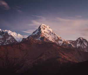 Preview wallpaper mountains, peaks, snowy, mountain range, landscape