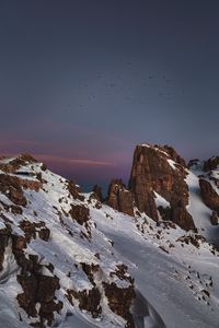 Preview wallpaper mountains, peaks, snowy, birds