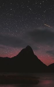 Preview wallpaper mountains, peaks, stars, starfall, night