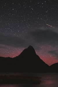 Preview wallpaper mountains, peaks, stars, starfall, night