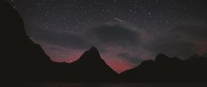 Preview wallpaper mountains, peaks, stars, starfall, night