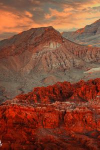 Preview wallpaper mountains, peaks, sunset, landscape, nature