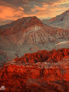 Preview wallpaper mountains, peaks, sunset, landscape, nature