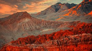 Preview wallpaper mountains, peaks, sunset, landscape, nature