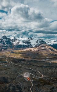 Preview wallpaper mountains, peaks, top view, clouds, peru