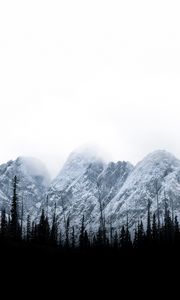 Preview wallpaper mountains, peaks, trees, clouds, landscape