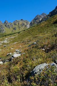 Preview wallpaper mountains, piedmont, grass, nature, landscape