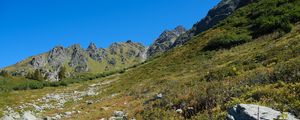 Preview wallpaper mountains, piedmont, grass, nature, landscape