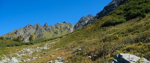 Preview wallpaper mountains, piedmont, grass, nature, landscape