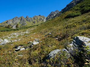 Preview wallpaper mountains, piedmont, grass, nature, landscape