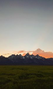 Preview wallpaper mountains, plain, landscape, peaks, twilight