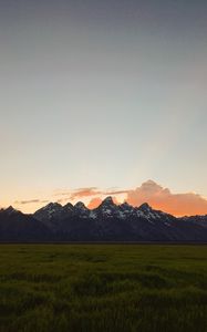 Preview wallpaper mountains, plain, landscape, peaks, twilight