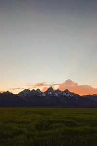 Preview wallpaper mountains, plain, landscape, peaks, twilight