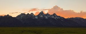 Preview wallpaper mountains, plain, landscape, peaks, twilight