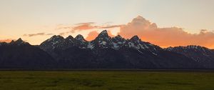 Preview wallpaper mountains, plain, landscape, peaks, twilight