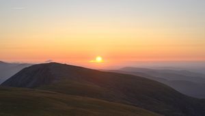 Preview wallpaper mountains, plain, sunrise, nature