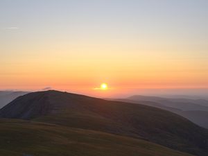 Preview wallpaper mountains, plain, sunrise, nature