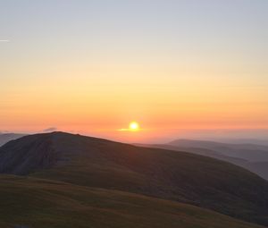 Preview wallpaper mountains, plain, sunrise, nature