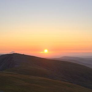 Preview wallpaper mountains, plain, sunrise, nature