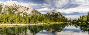 Preview wallpaper mountains, pond, landscape, nature, canada