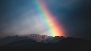 Preview wallpaper mountains, rainbow, dusk, nature