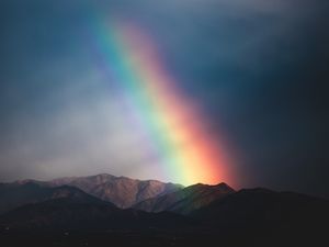 Preview wallpaper mountains, rainbow, dusk, nature