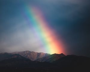 Preview wallpaper mountains, rainbow, dusk, nature