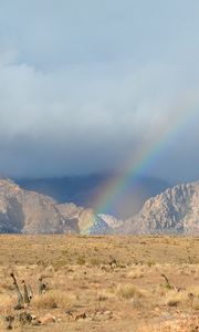 Preview wallpaper mountains, rainbow, field, landscape