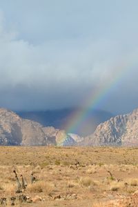 Preview wallpaper mountains, rainbow, field, landscape