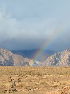 Preview wallpaper mountains, rainbow, field, landscape