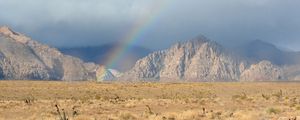 Preview wallpaper mountains, rainbow, field, landscape