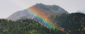 Preview wallpaper mountains, rainbow, landscape, forest, trees