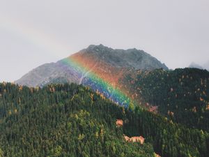 Preview wallpaper mountains, rainbow, landscape, forest, trees