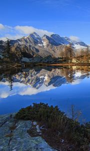 Preview wallpaper mountains, reflection, lake, landscape, nature