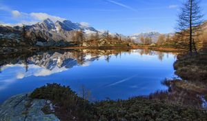 Preview wallpaper mountains, reflection, lake, landscape, nature