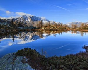Preview wallpaper mountains, reflection, lake, landscape, nature
