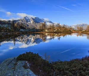 Preview wallpaper mountains, reflection, lake, landscape, nature